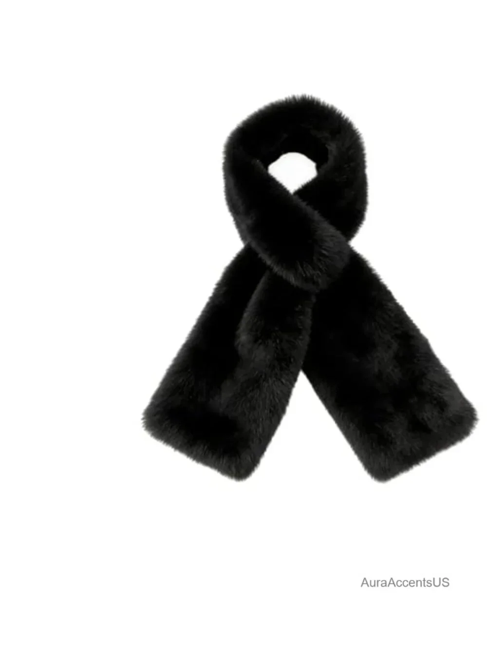 Faux-Fur Pull Through Scarf with Hidden Zipper Pocket - One Size Women's Neck